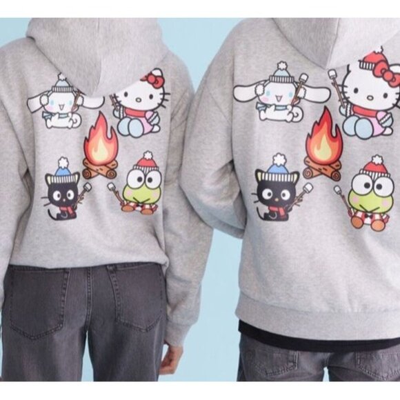 AEROPOSTALE HELLO KITTY CAMPING FRIENDS CREW SWEATSHIRT SIZE XL HOODIE GRAY COZY - Picture 3 of 15